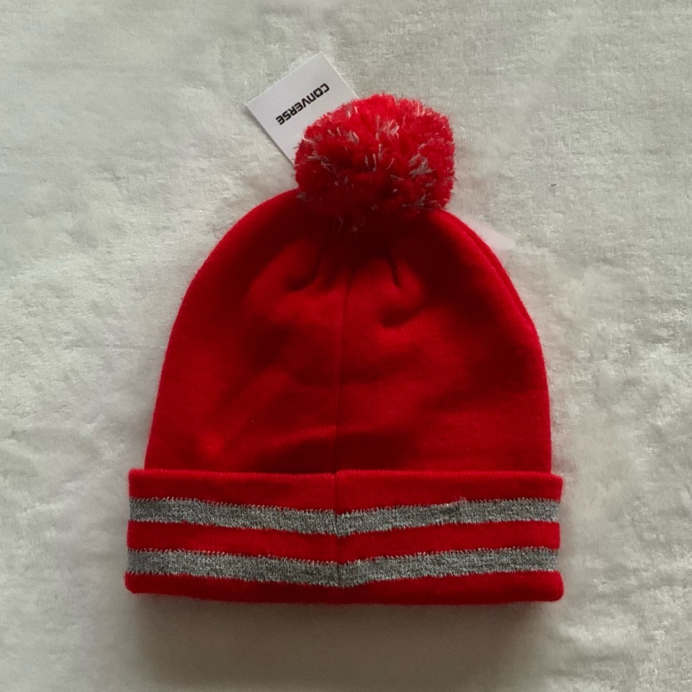 Converse All Star Chuck Taylor Youth Reflective Pom Pom Beanie Hat - Picture 6 of 8